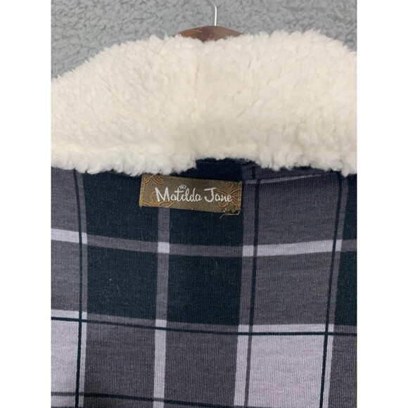 Matilda Jane (M) Medium Checkered Kimono Cardigan Vest Faux Fur Fleece - Picture 4 of 9